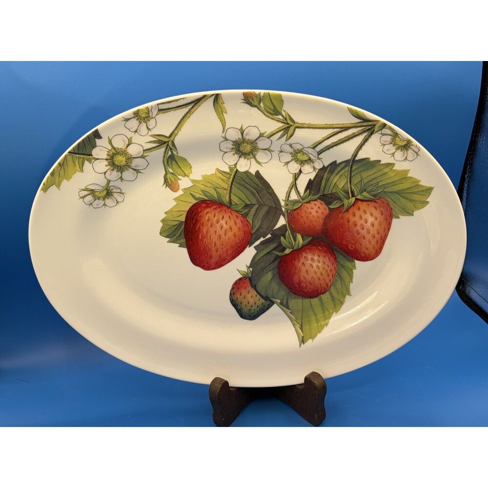 Portmeirion Strawberry Porcelain Eden Fruits 15" Large Oval Serving Platter